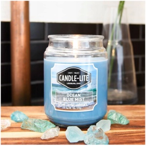 Duża morska świeca zapachowa w szkle Ocean Blue Mist Candle-lite 510 g