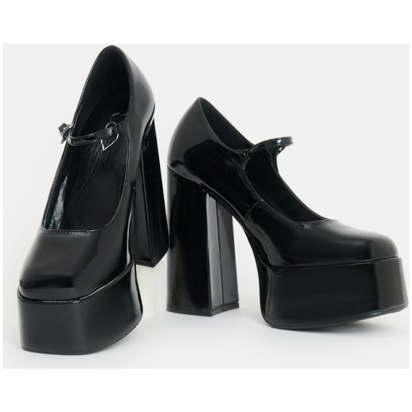 Multioutlet - Koi Darkbloom Black Patent Platform Heels R.38