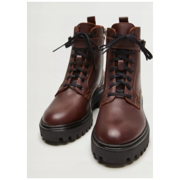 Najlepszy Outlet W Warszawie Multioutlet - Mango Women Brown Solid Leather Mid-Top Flat Boots R36