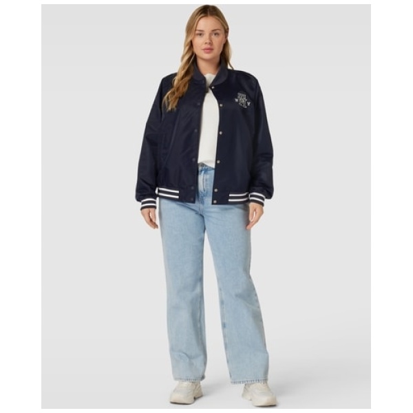 Multioutlet - Bomberka Plus Size Z Wyhaftowanym Logo Model Varsity - Granatowy