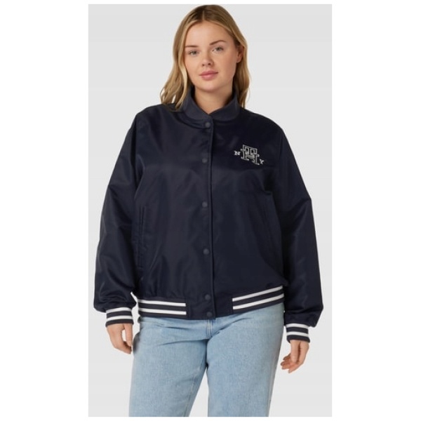 Multioutlet - Bomberka Plus Size Z Wyhaftowanym Logo Model Varsity - Granatowy