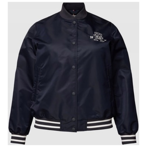 Multioutlet - Bomberka Plus Size Z Wyhaftowanym Logo Model Varsity - Granatowy