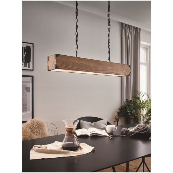 Najlepszy Outlet W Warszawie Multioutlet - Lampa Wisząca Sufitowa Podwieszana 4Xe27 110X90X12,5 Cm Brązowy Drewno