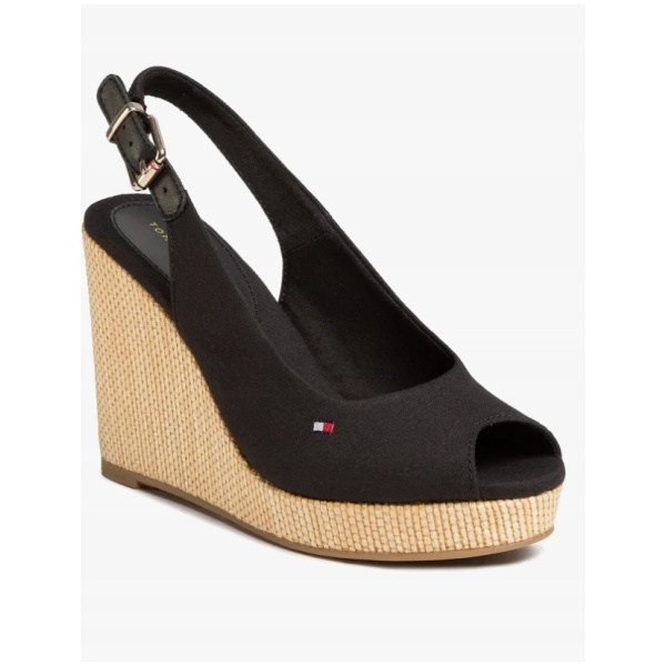 Najlepszy Outlet W Warszawie Multioutlet - Tommy Hilfiger Espadryle Iconic Elena Sling Back Wedge Czarny R35