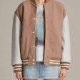 Allsaints Base Bomber Jacket In Smoke Orange/White S